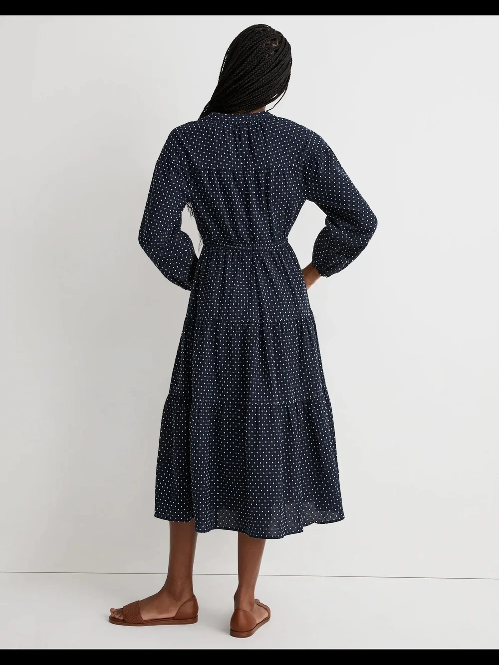 Dobby V-Neck Tiered Midi Dress - Picture 11 of 11